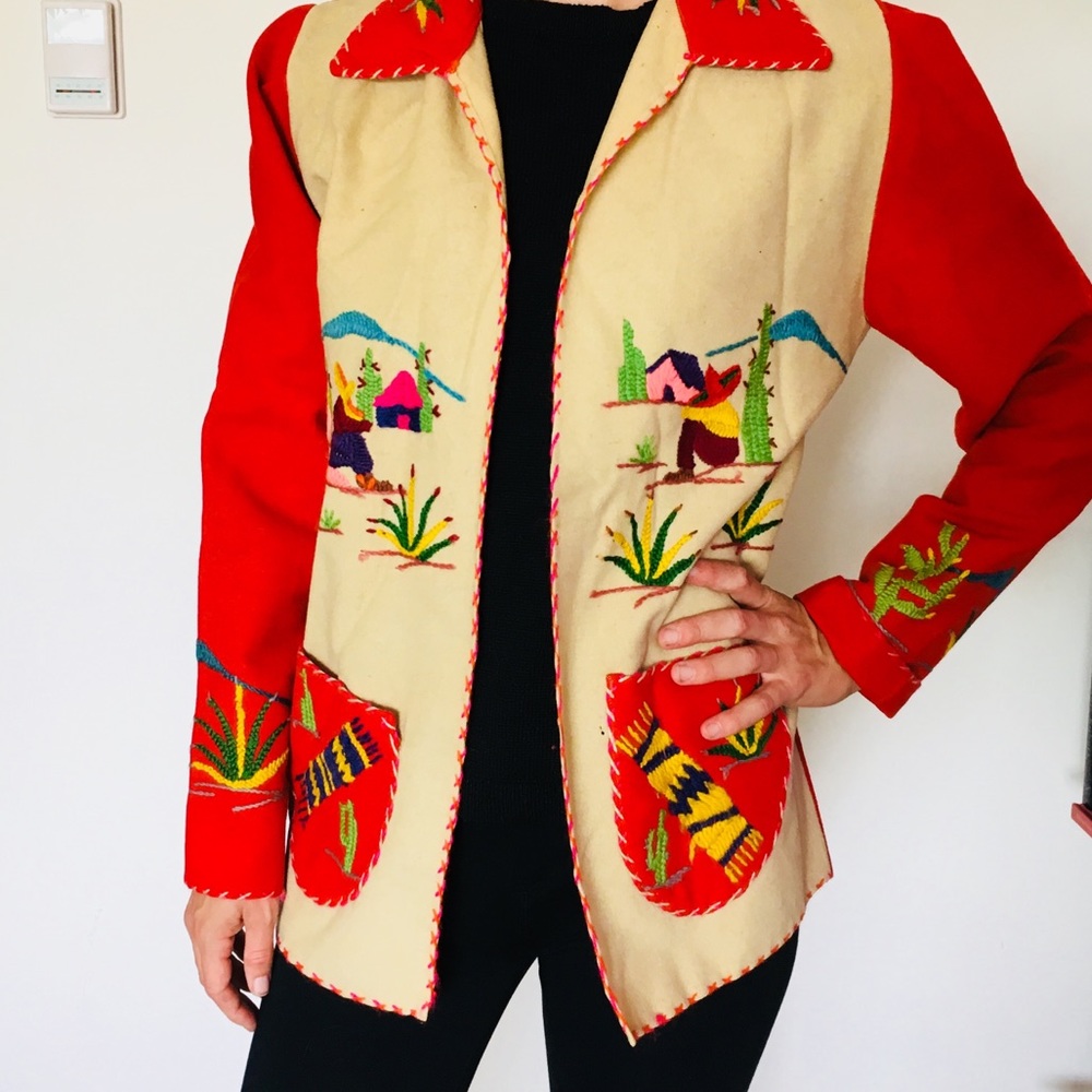 VINTAGE hand-embroidery Jacket Colorful